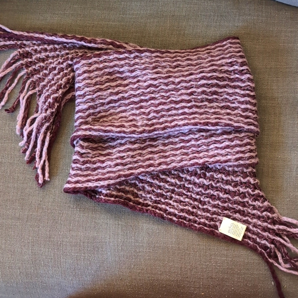 Long thin fringed scarf